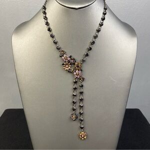Share Vida Jewels Necklace Lariat Y-Drop Black Pink Orange Gun Metal 16" to 18"
